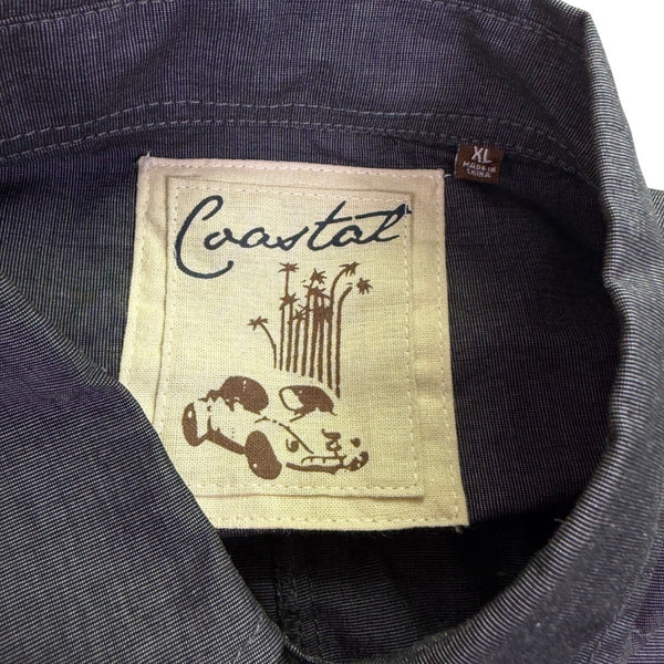 Coastal Long Sleeve Mens Gray Button-Up Shirt With Pockets Size XL