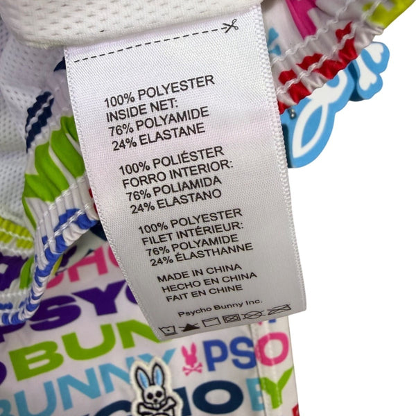Psycho Bunny Mens Multicolor Swim Trunks Logo Print Elastic Drawstring Sz XL