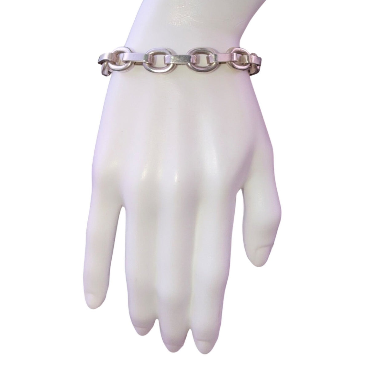 Lisa Greene Womens Silver Tone 950 Silver Toggle Clasp Chain Bracelet 7 Inches