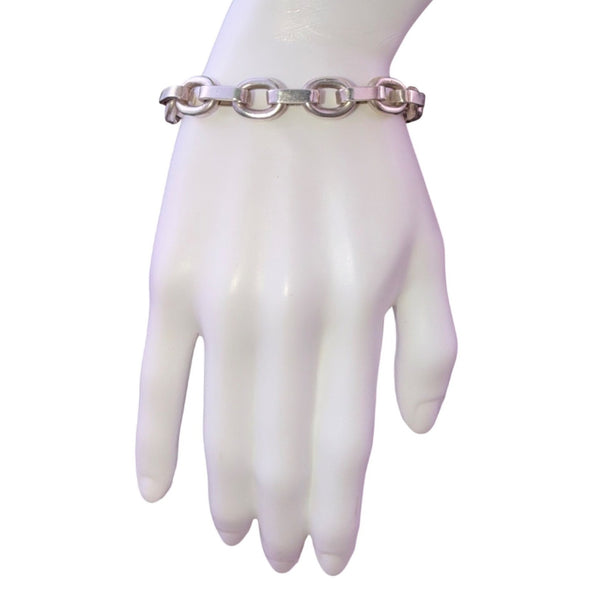 Lisa Greene Womens Silver Tone 950 Silver Toggle Clasp Chain Bracelet 7 Inches