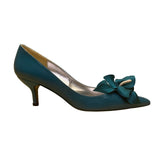 Costa Blanca Women’s Teal Blue Leather Pointed Toe Floral Detail Heels Size 8M