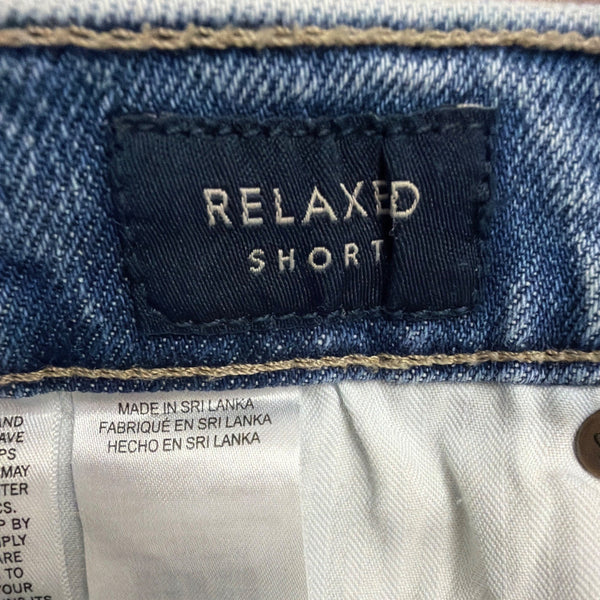Lucky Brand Womens Blue Relaxed Denim Shorts With Distressed Hem Size 0