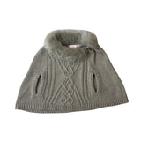 Janie & Jack Baby Cable Knit Poncho With Faux Fur Collar Size 3-6 Months Beige