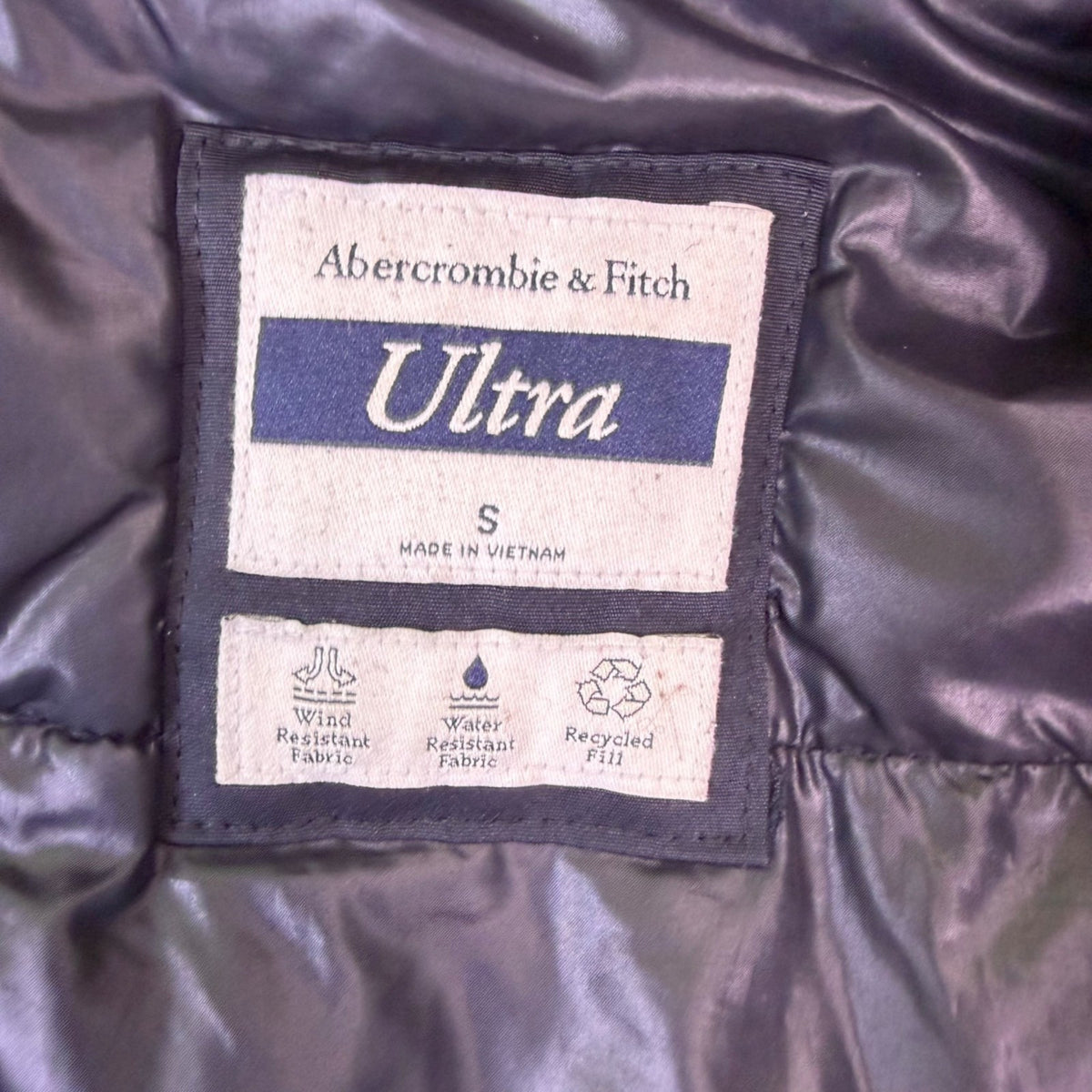 Abercrombie & Fitch Womens Navy Faux-Fur Hooded Jacket Water-Resistant Sz S