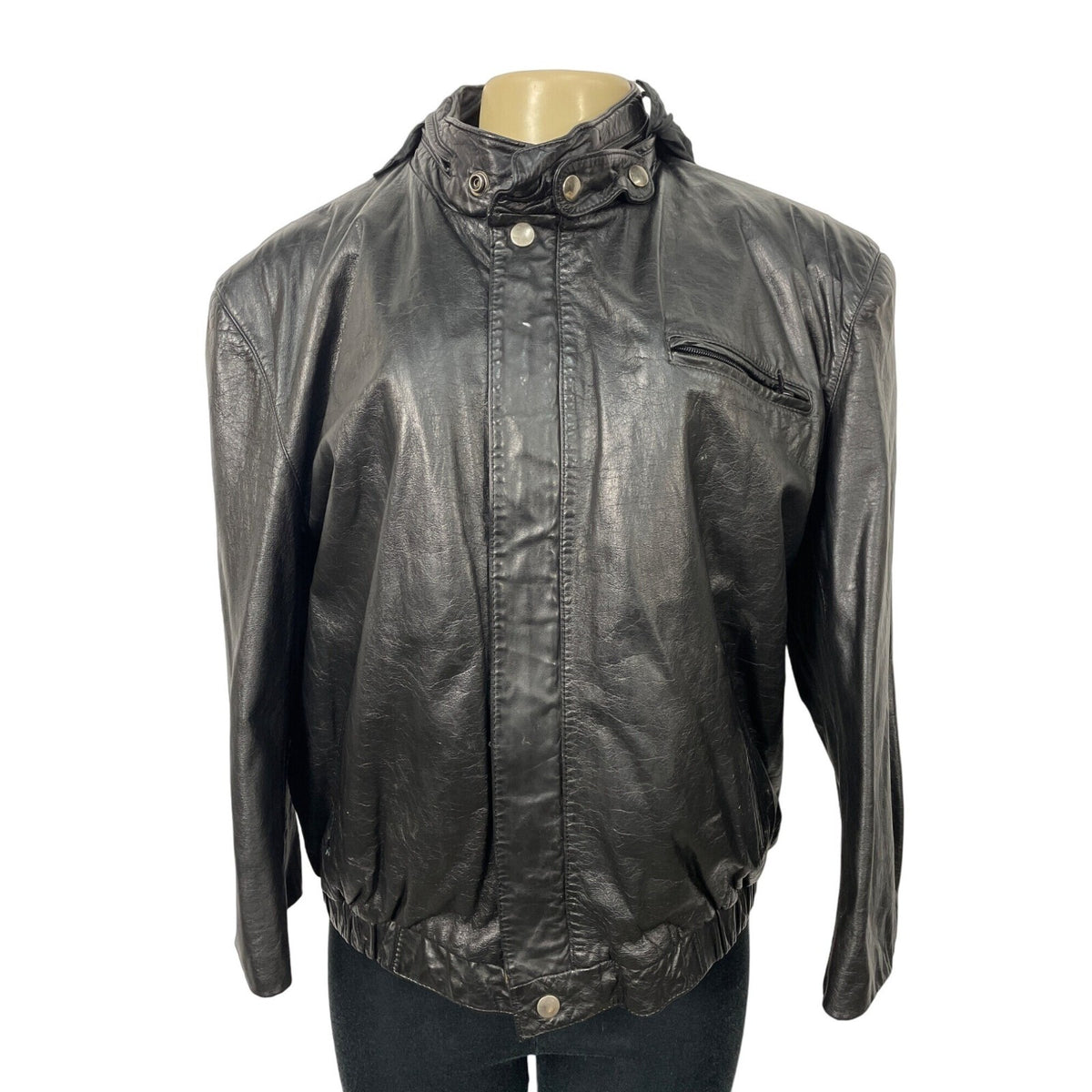 Vintage Berman's Men's Black Leather Jacket Size 44 - EUC