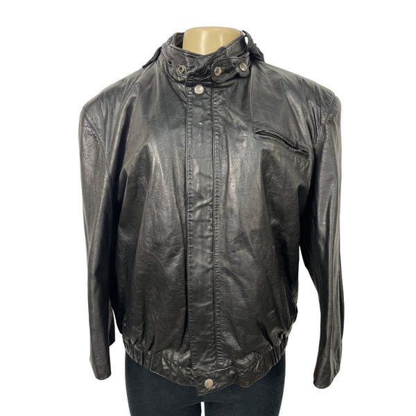 Vintage Berman's Men's Black Leather Jacket Size 44 - EUC