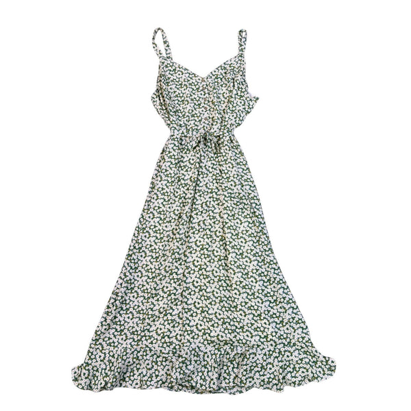 Lulus Womens Green Floral Maxi Dress Sleeveless Adjustable Straps Size Large