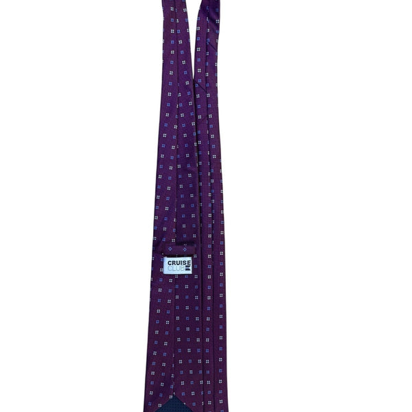 Cruise Club Mens Burgundy Microfiber Tie Purple Patterned Handmade Necktie