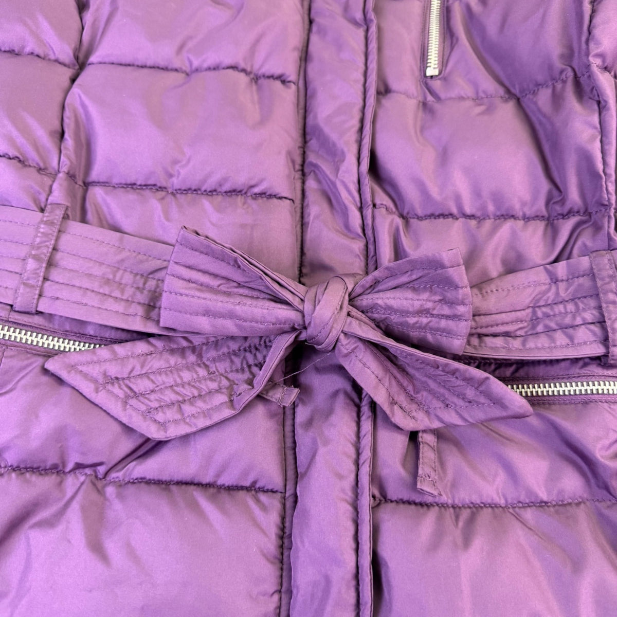 U.S. Polo Assn. Womens Purple Puffer Jacket With Hood Large Zippered