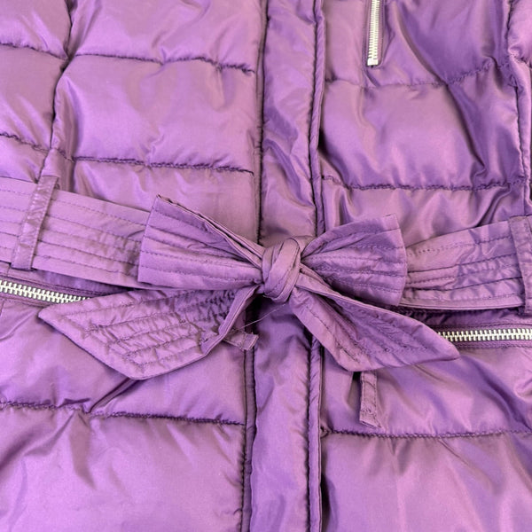 U.S. Polo Assn. Womens Purple Puffer Jacket With Hood Large Zippered