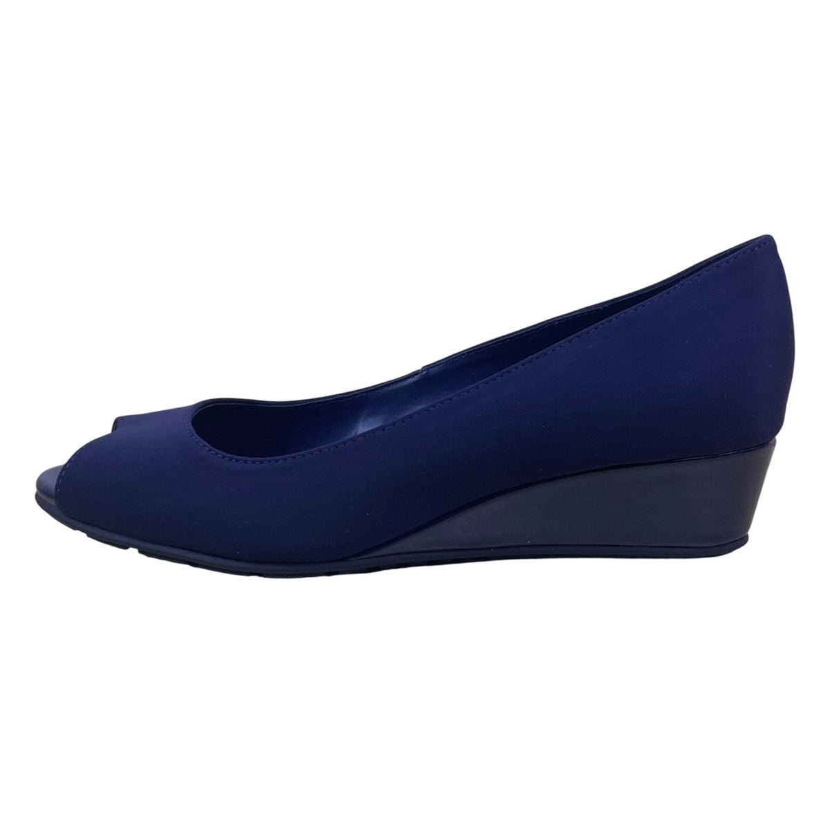 Bandolino Women’s Blue Navy Wedge Candra 2 Peep-Toe Shoes Size 7.5M