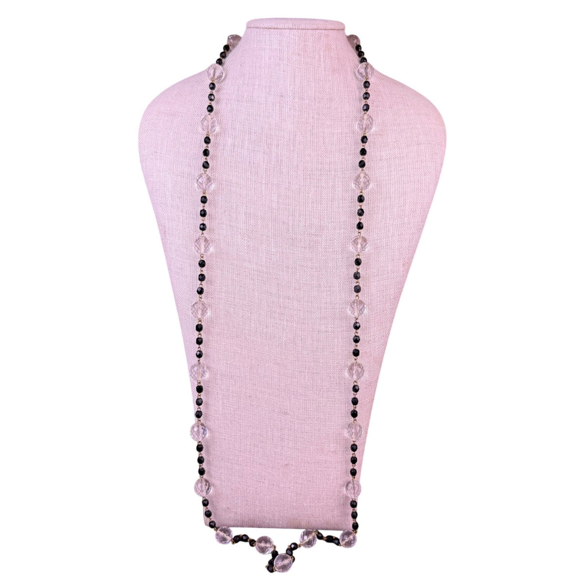 Joan Rivers Womens Black & Clear Lucite Beaded Vintage Necklace Adjustable Chain