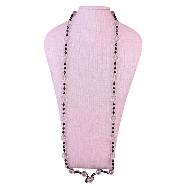 Joan Rivers Womens Black & Clear Lucite Beaded Vintage Necklace Adjustable Chain
