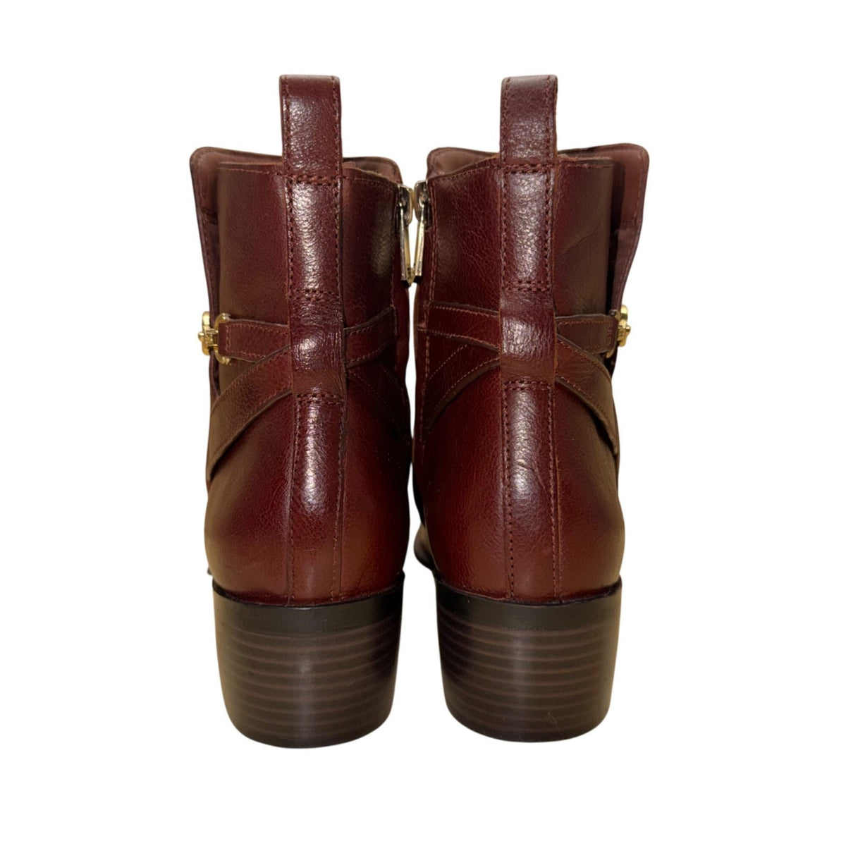 Sam Edelman Women’s Burgundy Leather Gold Hardware Brawley Ankle Boots Size 8.5M