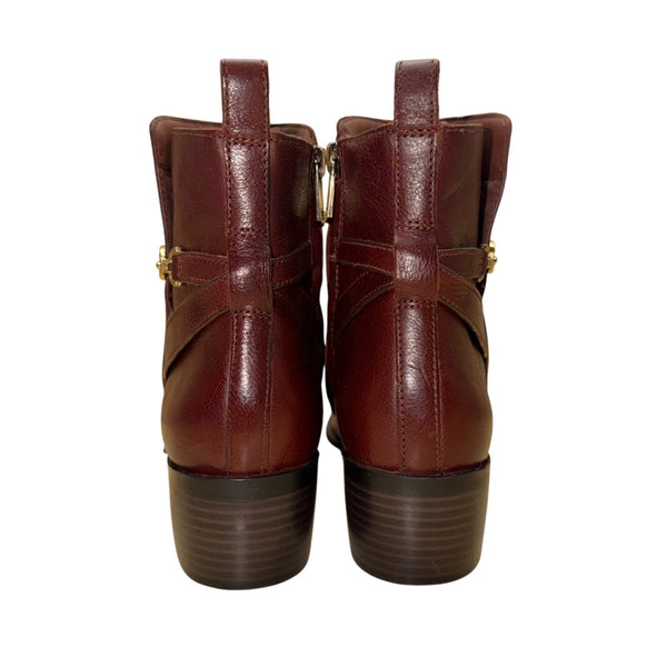 Sam Edelman Women’s Burgundy Leather Gold Hardware Brawley Ankle Boots Size 8.5M