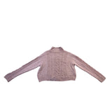 Rachel Zoe Womens Beige Cable Knit Cropped Turtleneck Sweater Size S