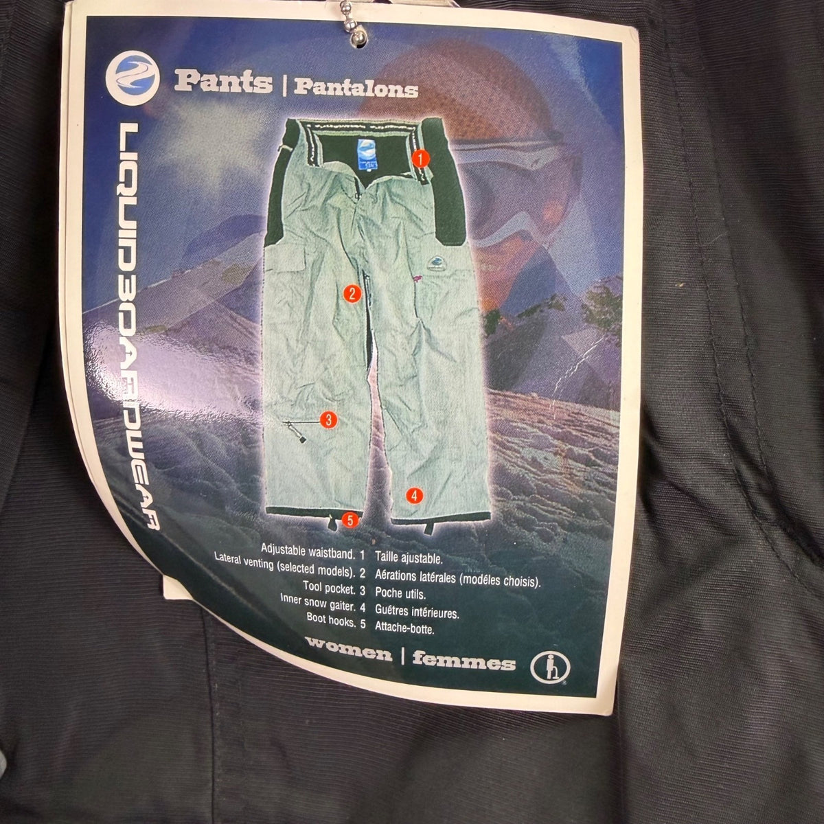 Liquid Womens Black Waterproof Snowboarding Pants Adjustable Waist Sz Large