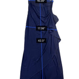 Alex Evenings Womens Navy Mesh Evening Gown With Gold Embellished Bodice Size 14