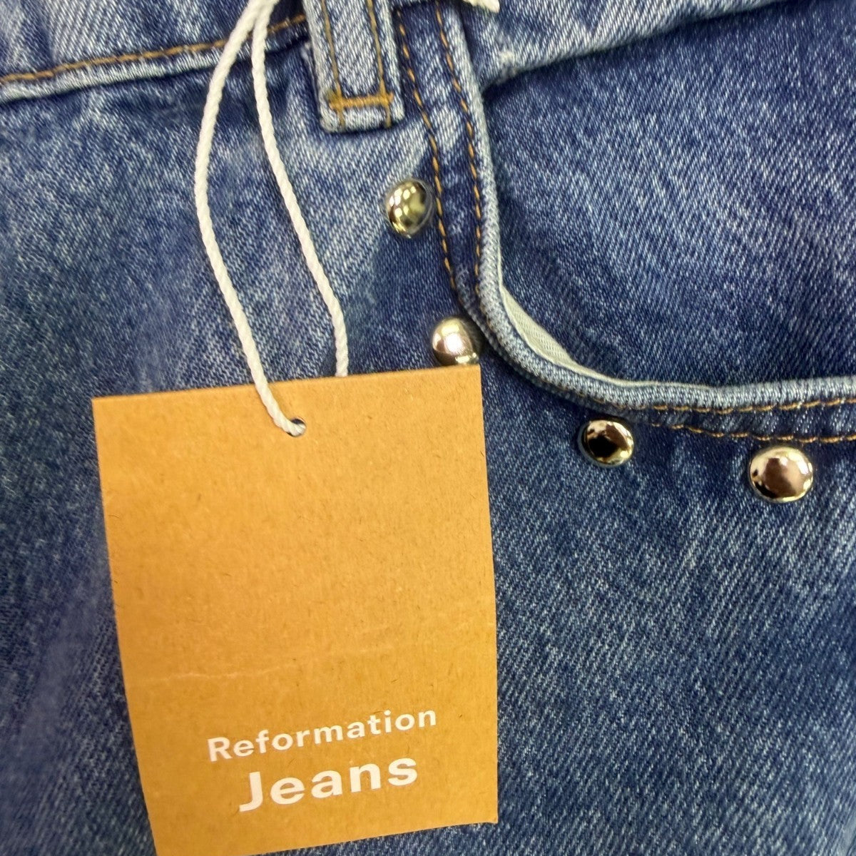 Reformation Womens Denim Cary Studded Slouchy Wide-Leg High-Rise Jeans Sz 33