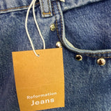 Reformation Womens Denim Cary Studded Slouchy Wide-Leg High-Rise Jeans Sz 33