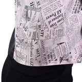 Gouda New York Womens Black & Ivory Newspaper Print Vest Stylish Button Up Sz L