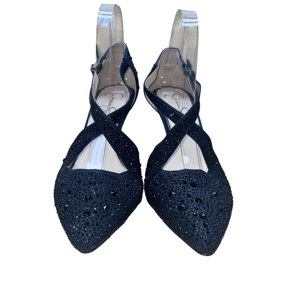 Jessica Simpson Women’s Black Rhinestone Embellished Pointed Toe Heels Size 9M