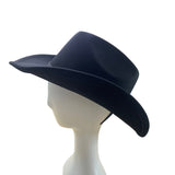 Black Western Cowboy Hat Unisex Faux Felt Buckle Accent Size OS