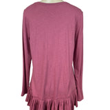 Lori Goldstein LOGO Womens Pink Long-Sleeve Ruffle Hem Tunic Size M