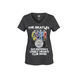 The Beatles Womens Black Cotton Sgt. Peppers Graphic V-Neck T-Shirt Size 1
