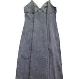 Habitual Womens Blue Cotton Denim Midi Slip Dress W/ Slit  Casual Stylish Size L