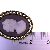 Vintage Edgar Berebi Womens Gold Tone Metal Cameo Brooch White Profile
