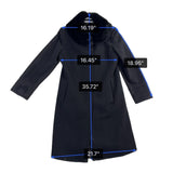 Larry Levine Womens Black Wool Blend Coat With Genuine Rex Rabbit Fur Collar 6P
