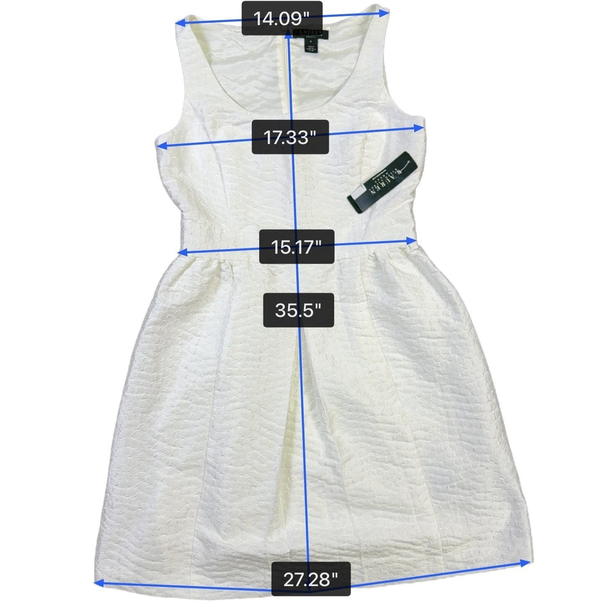 Lauren Ralph Lauren Womens White Textured Sleeveless A-Line Dress Size 8