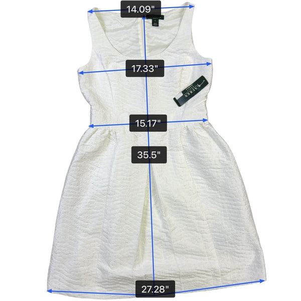Lauren Ralph Lauren Womens White Textured Sleeveless A-Line Dress Size 8
