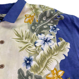 Tommy Bahama Mens Blue Yellow 100% Silk Hawaiian Button-Up Shirt Sz XXL