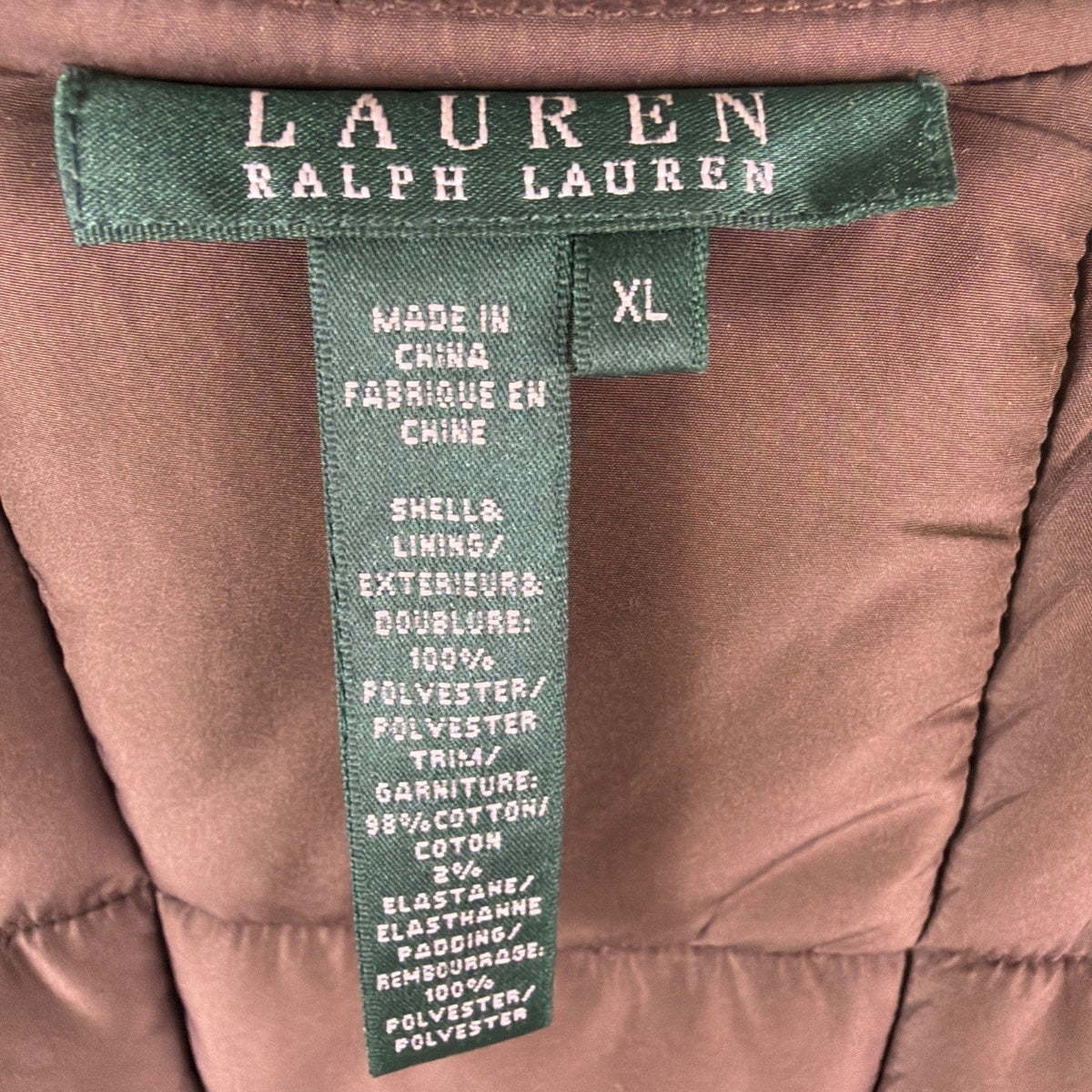 Lauren Ralph Lauren Womens Olive Puffer Jacket Quilted Snap/Zip Sz XL
