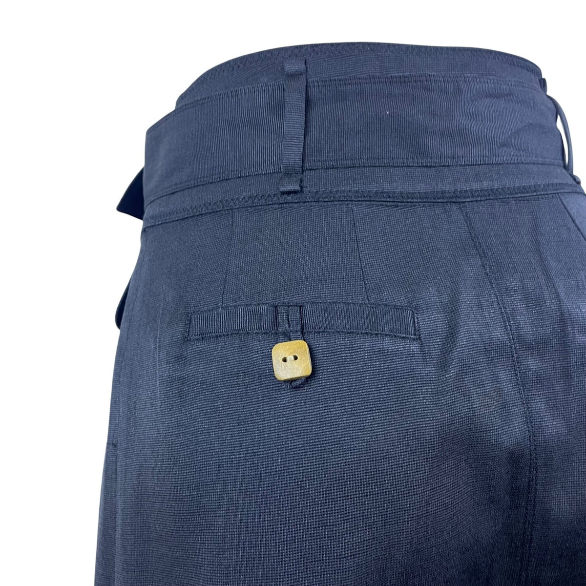 Women’s Grey Cotton High Waist Belted Skirt With Buttons