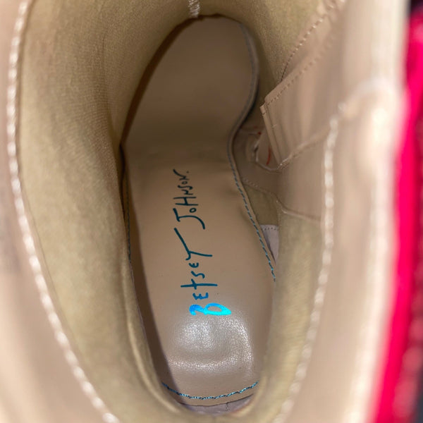 Betsey Johnson Women’s Red Glitter Glass Stones SB-Cady Ankle Boots Size 8M