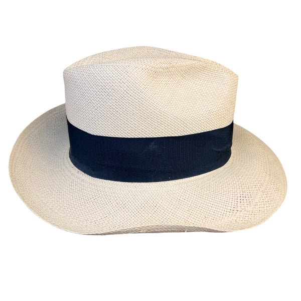 Dorfman Pacific Mens Natural Straw Fedora Hat Classic Style Black Band