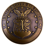 United States Air Force Bronze Tone Metal Round Belt Buckle Vintage