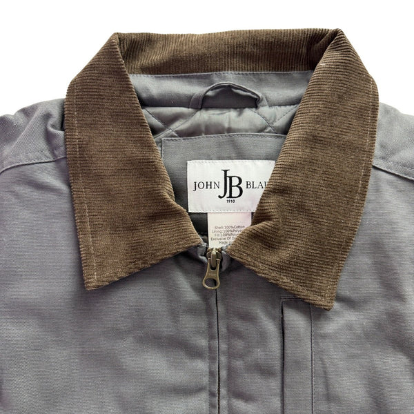 John Blair Mens Grey Vest With Corduroy Collar Durable Warm Style Sz L