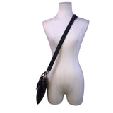Coach Women’s Black Leather Front Buckle Detail Adjustable Strap Crossbody Bag