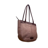 Hidesign Women’s Burgundy Leather Croc-Embossed Gold Detail Dual Straps Tote Bag