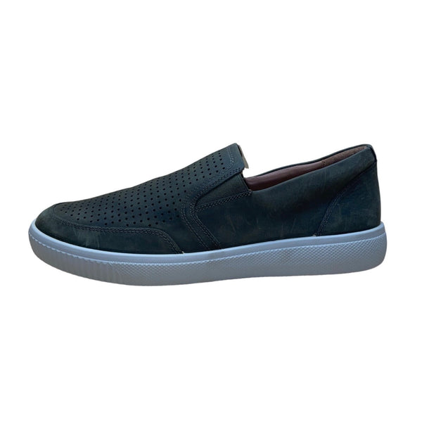 Hotter Men’s Green Leather Perforated Slip-On Dual Fitting Flat Shoes Size 12