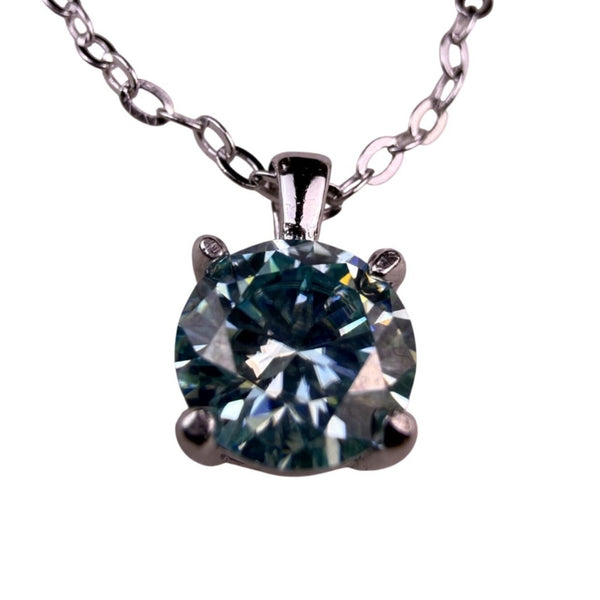 Sterling Silver Womens Aquamarine Pendant Necklace S925 Chain Elegant