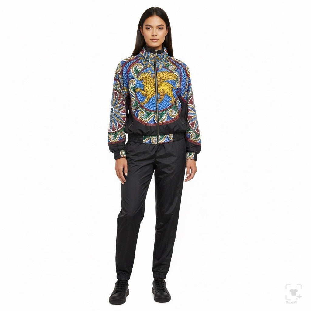 Vintage Gallery Sport Unisex Black Mosaic Print Tracksuit Set XS