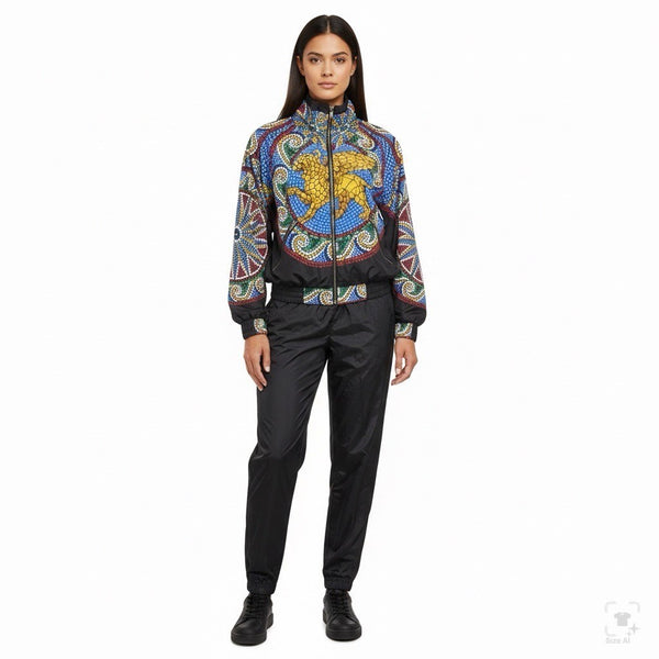 Vintage Gallery Sport Unisex Black Mosaic Print Tracksuit Set XS