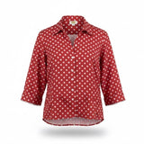 Talbots Womens Red & White Button-Up Polka Dot Blouse Lightweight Shirt Size 16