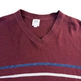 Gap Mens Burgundy Cotton Blend Stripe V-Neck  Medium Lightweight Casual Knit