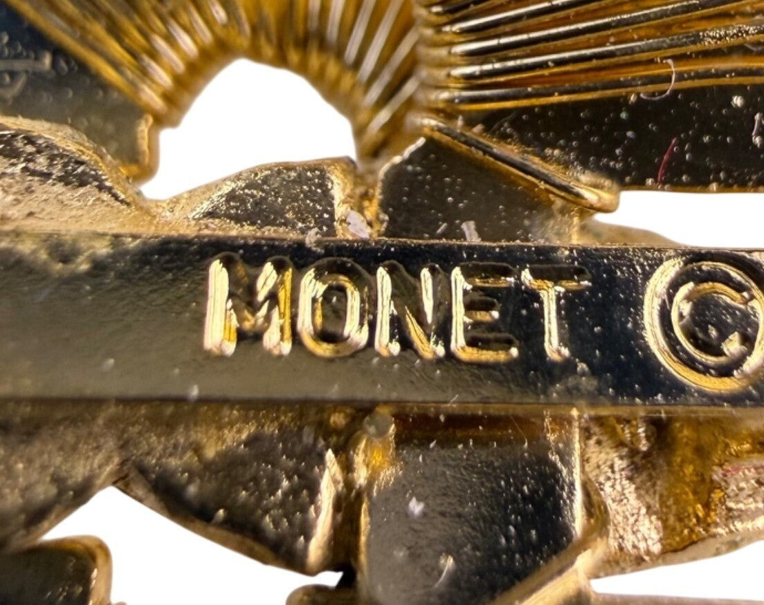 Monet Womens Gold Tone Metal Butterfly Brooch Vintage Jewelry